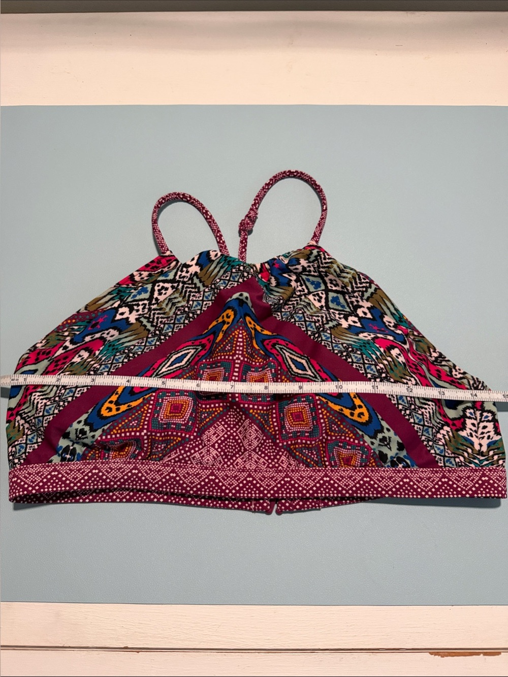 Prana Printed High Halter Bikini Top Medium Multicolor Adjustable Swim Top Women